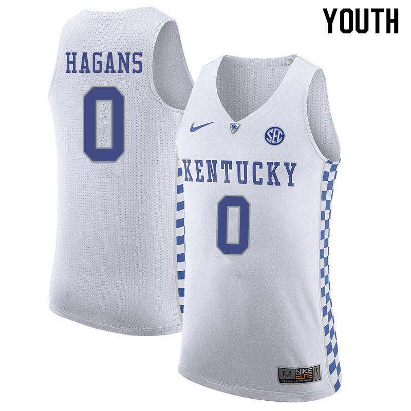 Youth #0 Ashton Hagans Kentucky Wildcats College Basketball Jerseys Sale-White
